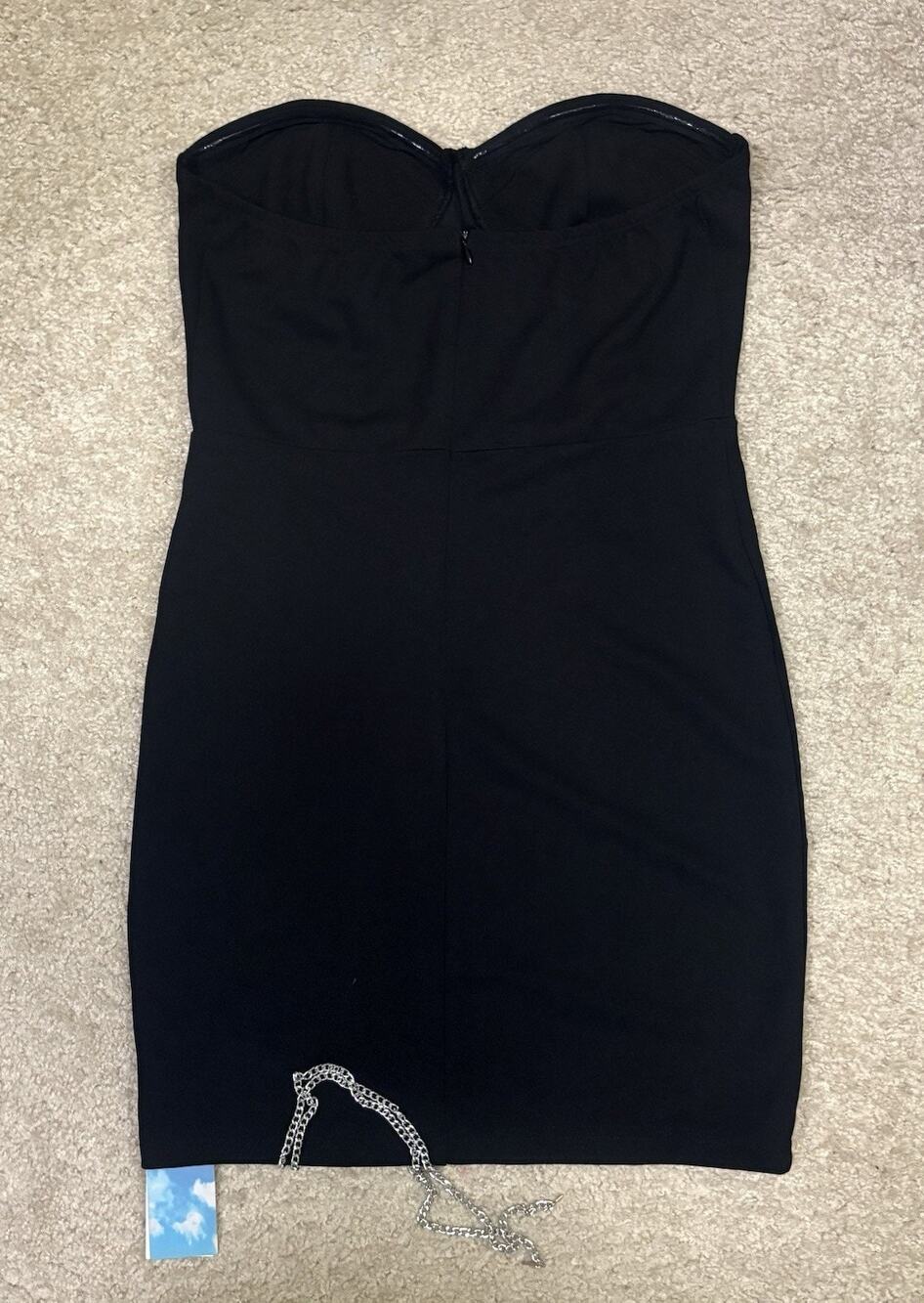 🖤 Cider Black Strapless Chain Slit Mini Dress 🖤size Medium